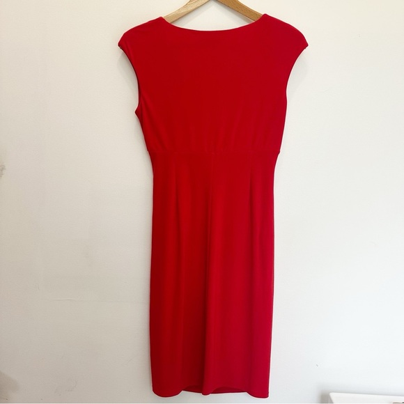 Lauren Ralph Lauren Adara Dress Red Size 6 Wrap Crepe Flowy V Neck Short Formal - Picture 3 of 10